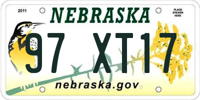 NE license plate 97XT17