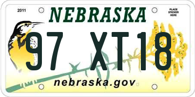 NE license plate 97XT18