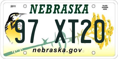 NE license plate 97XT20