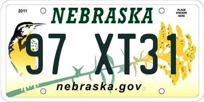 NE license plate 97XT31