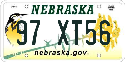 NE license plate 97XT56