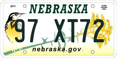 NE license plate 97XT72