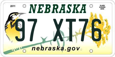 NE license plate 97XT76