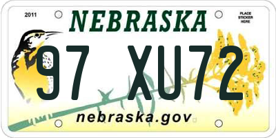 NE license plate 97XU72