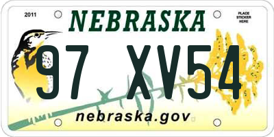 NE license plate 97XV54