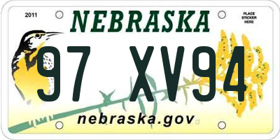 NE license plate 97XV94