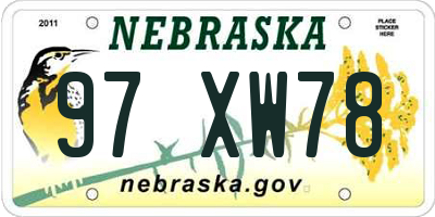 NE license plate 97XW78