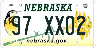 NE license plate 97XX02