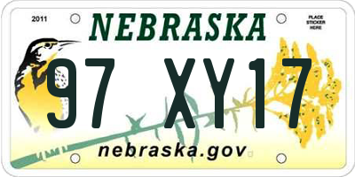 NE license plate 97XY17