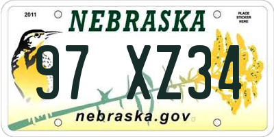 NE license plate 97XZ34