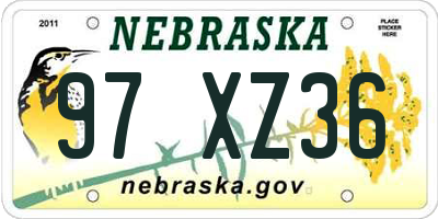 NE license plate 97XZ36