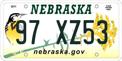 NE license plate 97XZ53