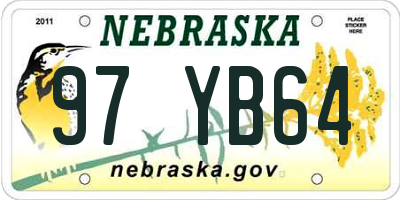 NE license plate 97YB64