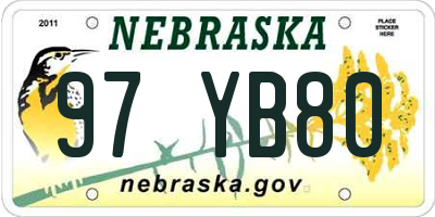 NE license plate 97YB80