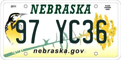 NE license plate 97YC36