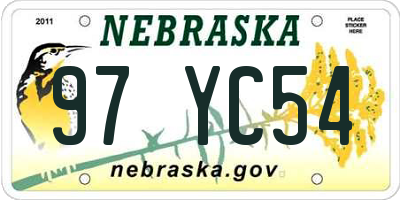NE license plate 97YC54
