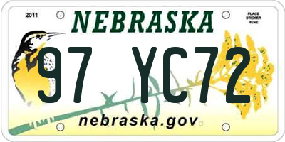 NE license plate 97YC72