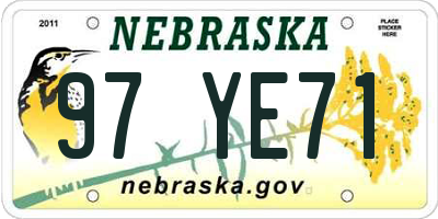 NE license plate 97YE71