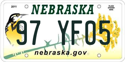 NE license plate 97YF05