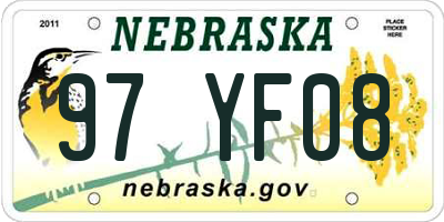 NE license plate 97YF08