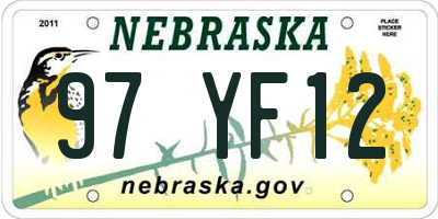 NE license plate 97YF12