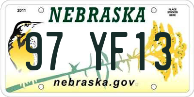 NE license plate 97YF13