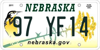 NE license plate 97YF14