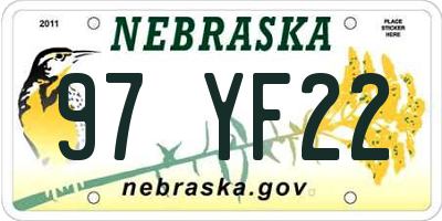 NE license plate 97YF22