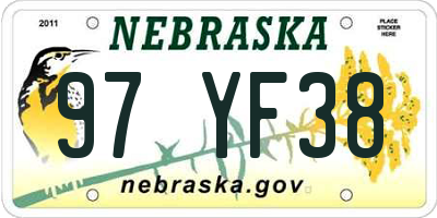 NE license plate 97YF38