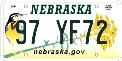 NE license plate 97YF72