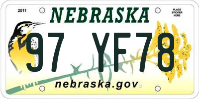 NE license plate 97YF78