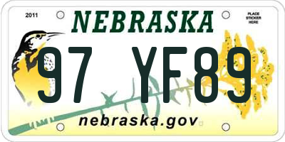 NE license plate 97YF89