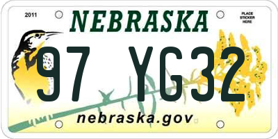 NE license plate 97YG32