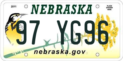 NE license plate 97YG96