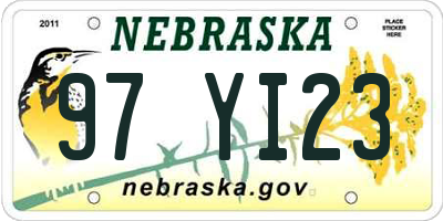 NE license plate 97YI23