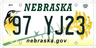 NE license plate 97YJ23