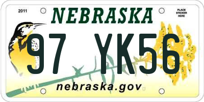 NE license plate 97YK56