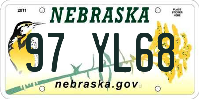 NE license plate 97YL68