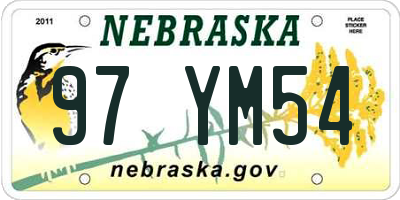 NE license plate 97YM54