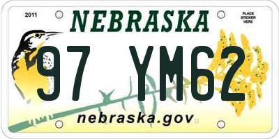 NE license plate 97YM62