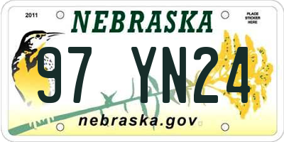 NE license plate 97YN24