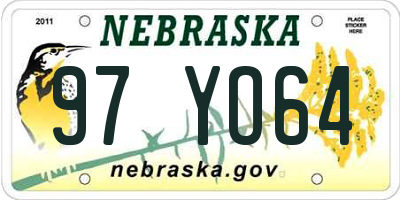 NE license plate 97YO64