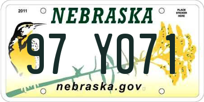 NE license plate 97YO71
