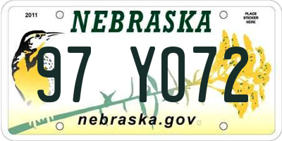NE license plate 97YO72