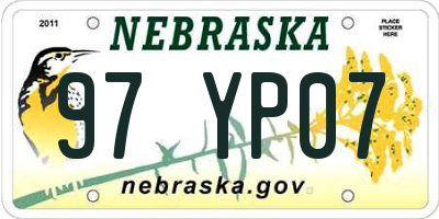 NE license plate 97YP07