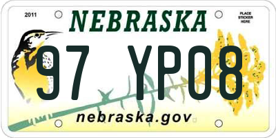 NE license plate 97YP08