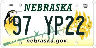 NE license plate 97YP22