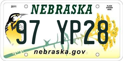 NE license plate 97YP28