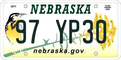NE license plate 97YP30
