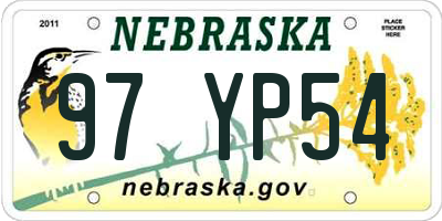 NE license plate 97YP54